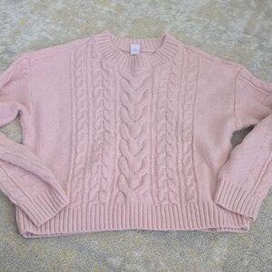 Pink Cable Knit Girls Sweater Size L